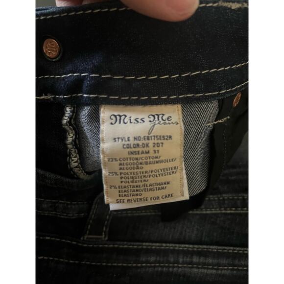 Miss Me Women's denim jeans Mid-Rise Easy Skinny Aztec print large stitch sz 30 - Picture 6 of 8
